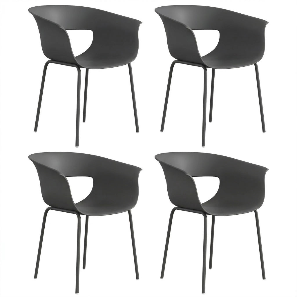 Sedie da giardino ergonomiche 4 pezzi con braccioli ¨C zephmum ¨C design intagliato resistente alle intemperie grigio scuro