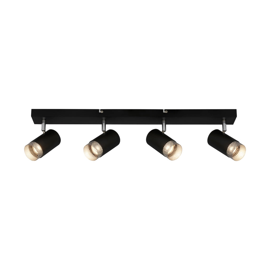 Spot Vintage Plek Metallo Cromo Opaco 4 Luci Gu10