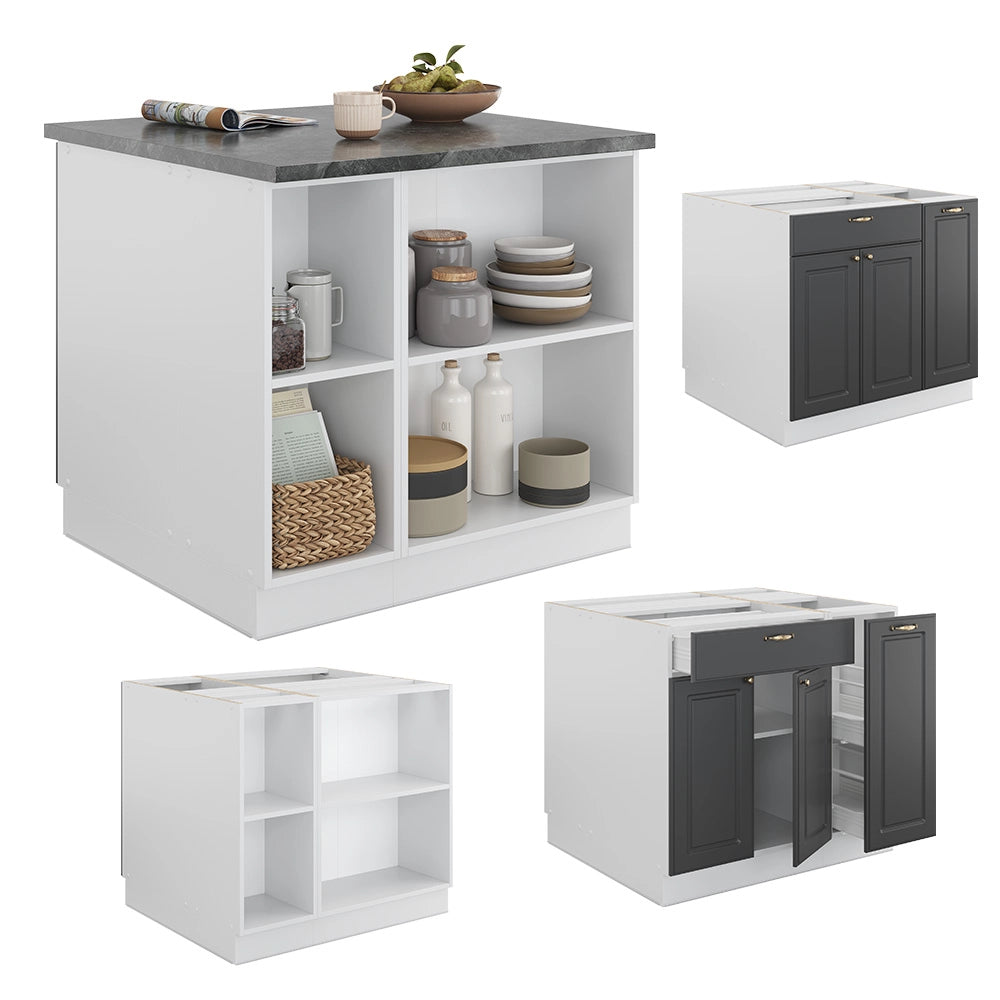 Vicco Isola cucina Antracite-Oro/Bianco 90 cm con cassetto, senza piano di lavoro