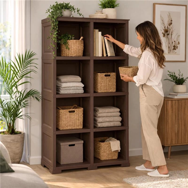 SCAFFALE 4 MODULI WENGÉ 79X42,5X164 CM CON 2 PUNTALI – LIBRERIA ALTA SALVASPAZIO PER ZONA LIVING E STUDIO
