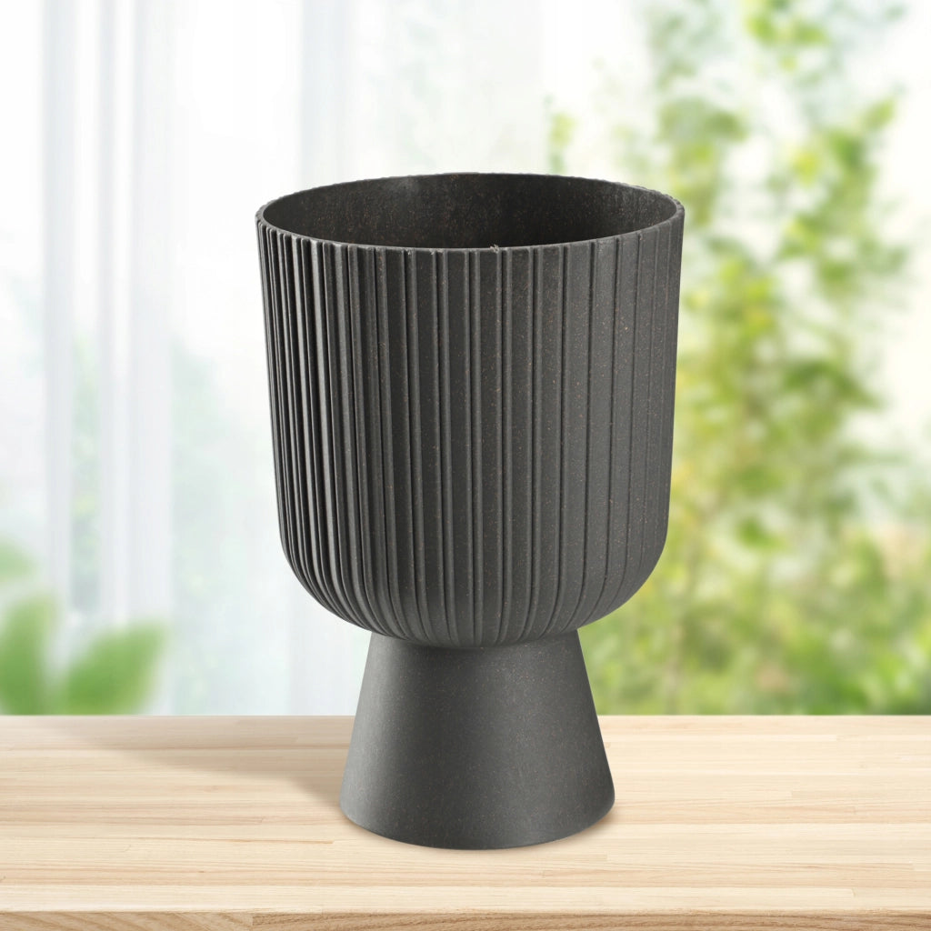 Vaso da fiori KADAX, vaso per fiori, da giardino, con coperchio in plastica, 14 cm, supporto per fiori, grigio