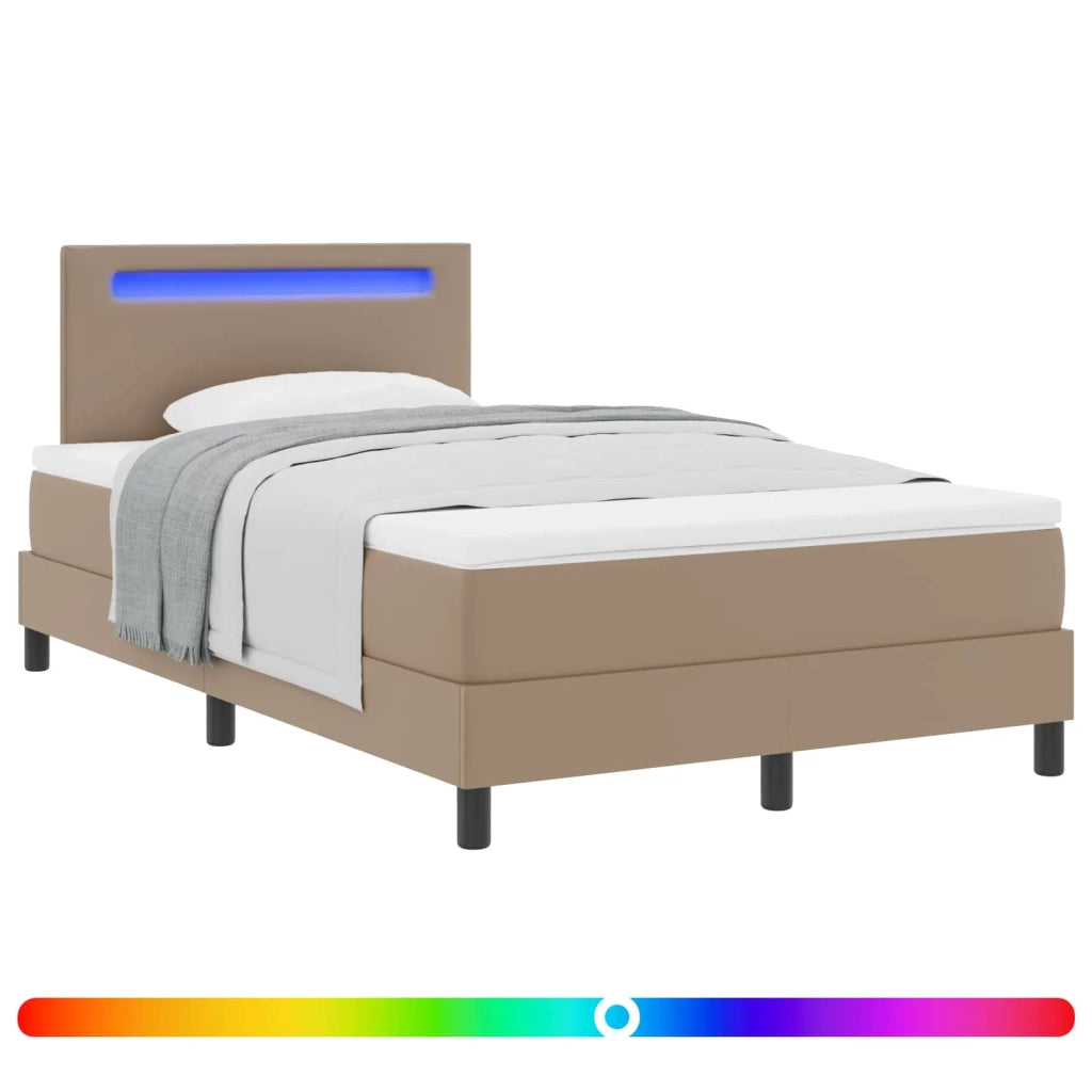 Letto a molle Cappuccino 120 x 190 cm Pelle sintetica