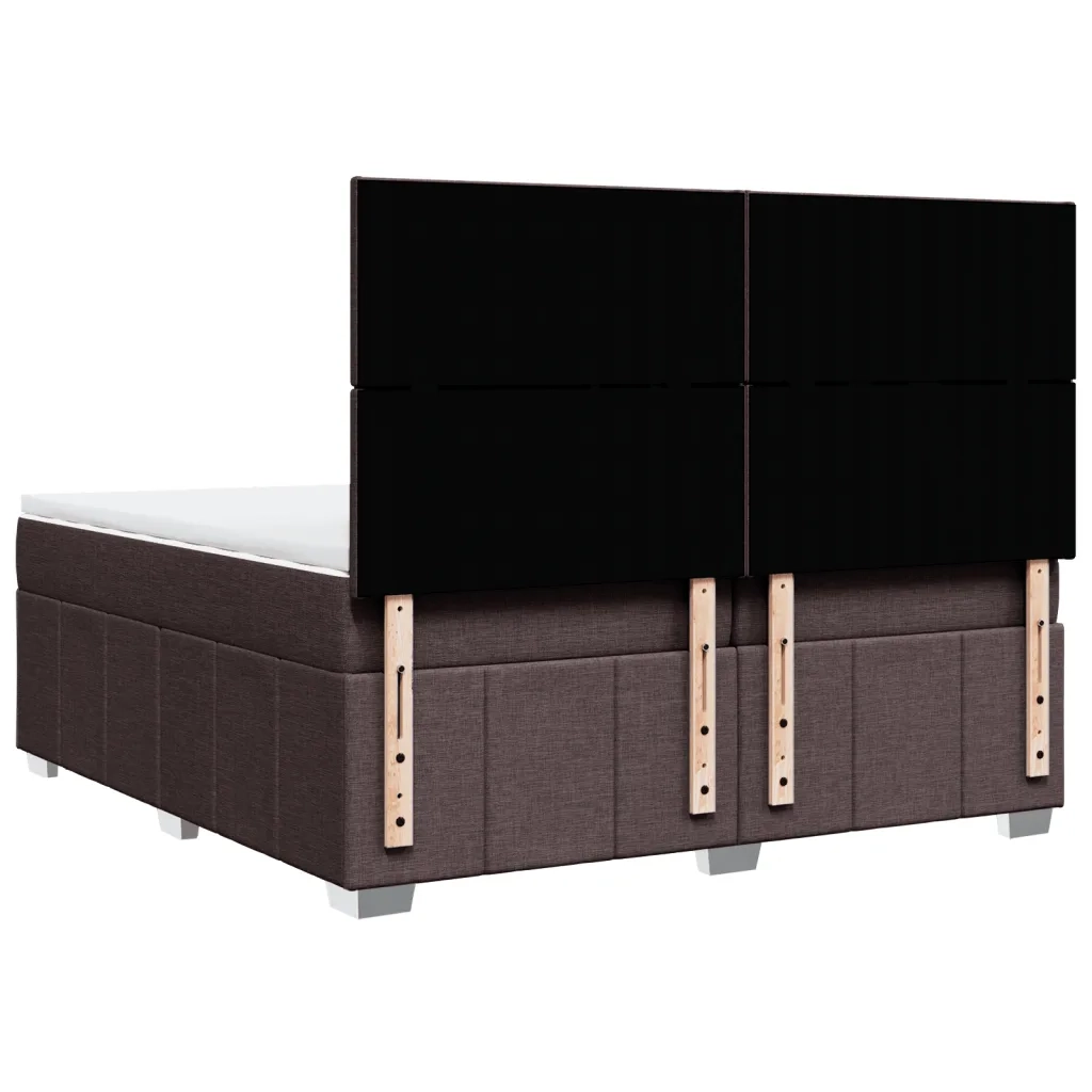 Giroletto a Molle con Materasso Marrone Scuro 200x200cm Tessuto 3294071