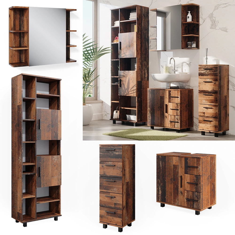 Vicco Set di mobili da bagno Rovere rustico 4 parti