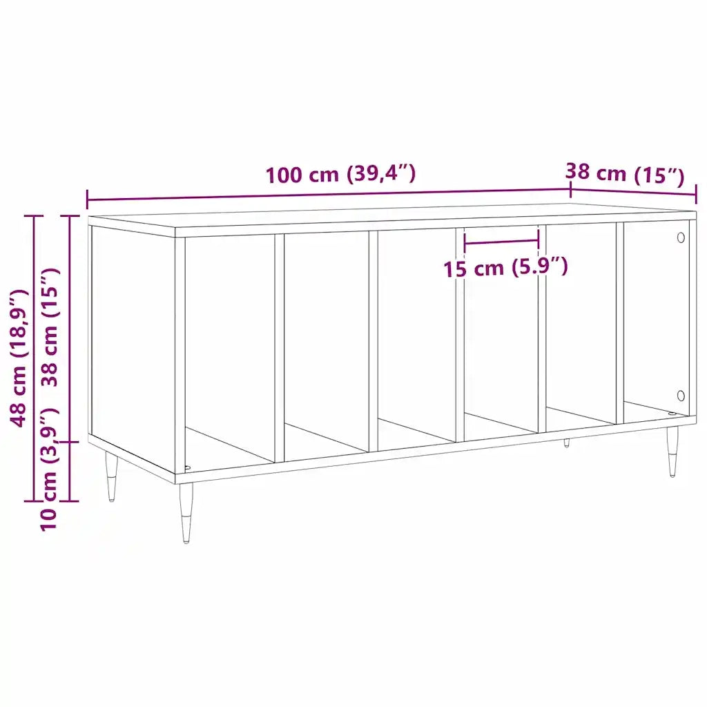 Mobile porta vinili rovere artigianale 100 x 38 x 48 cm 862900