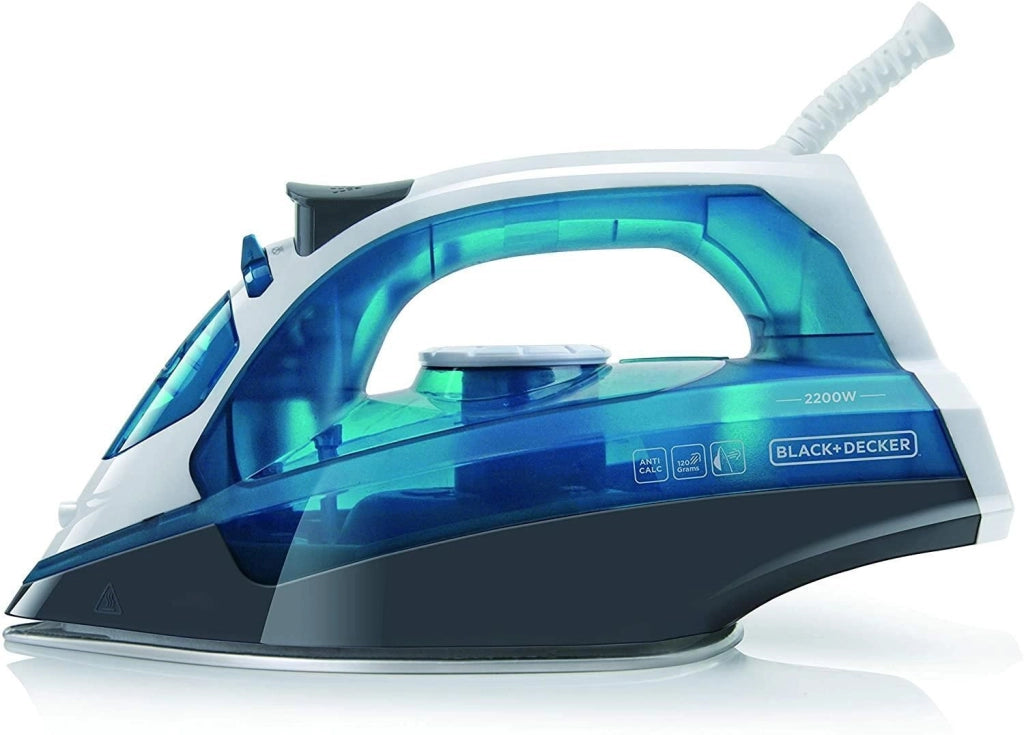 Black & Decker BXIR2200E ferro da stiro Ferro a vapore Acciaio inossidabile 2200 W Nero, Blu, Bianco