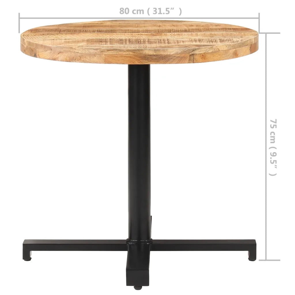 Tavolino da Bistrot Rotondo Ø80x75 cm in Legno di Mango Grezzo 320269