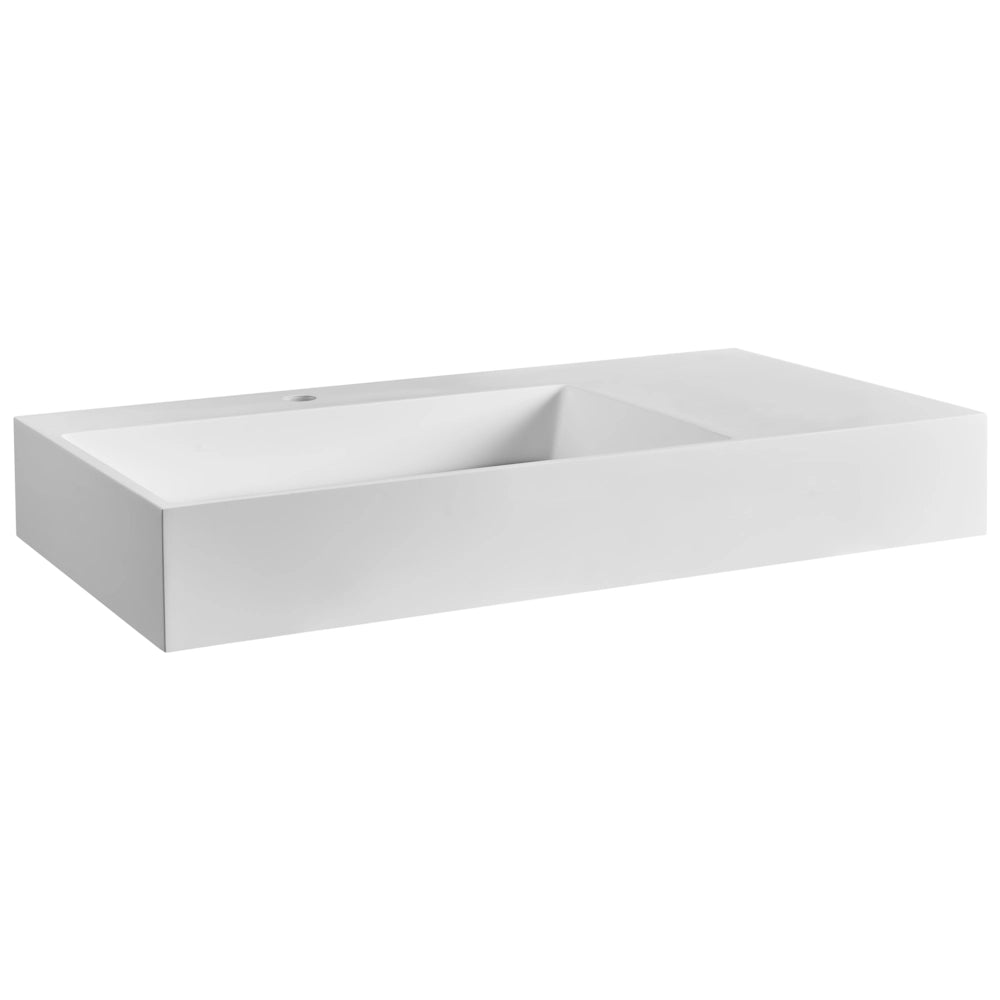 Lavabo bagno rettangolare in ceramica bianco 90 x 48 cm Lavello da bagno rettangolare