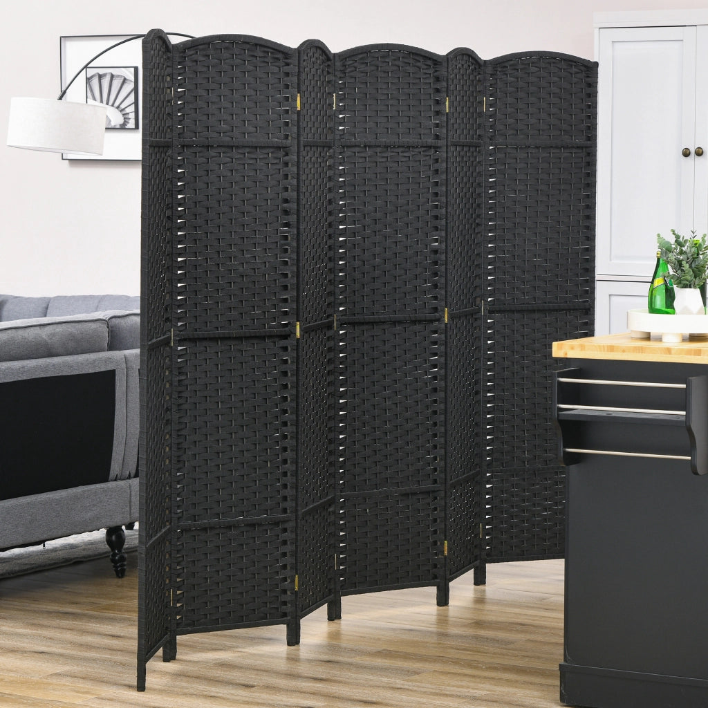 Biombo Divisorio 6 Pannelli Pieghevole ¨C Zephmum ¨C Nero 240x170 cm