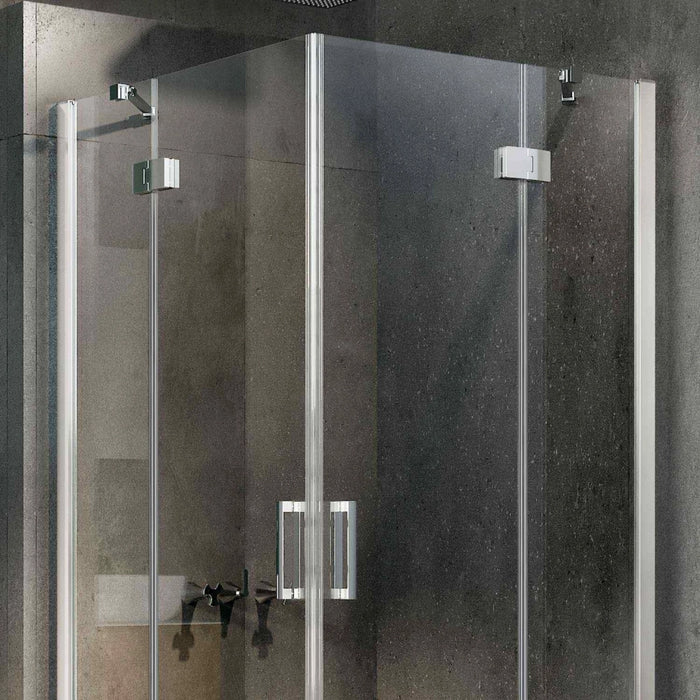 Box Doccia 75x80 CM H190 Trasparente con Easyclean mod. Flip Anta + Anta Ap. Battente