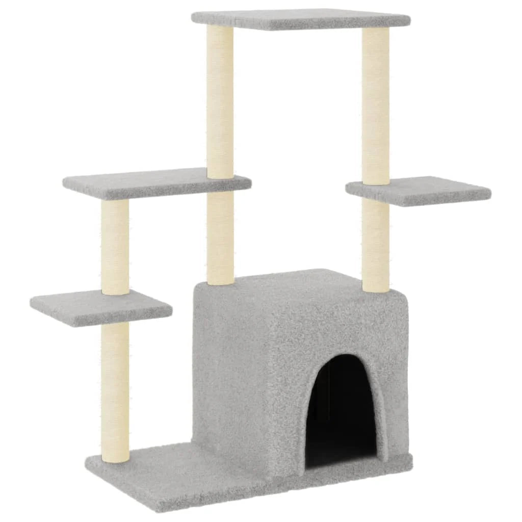 Tiragraffi per gatti torre per arrampicata giocattolo piattaforma per arrampicata con tiragraffi in sisal leggero 97,5 cm grigio 02_0022636