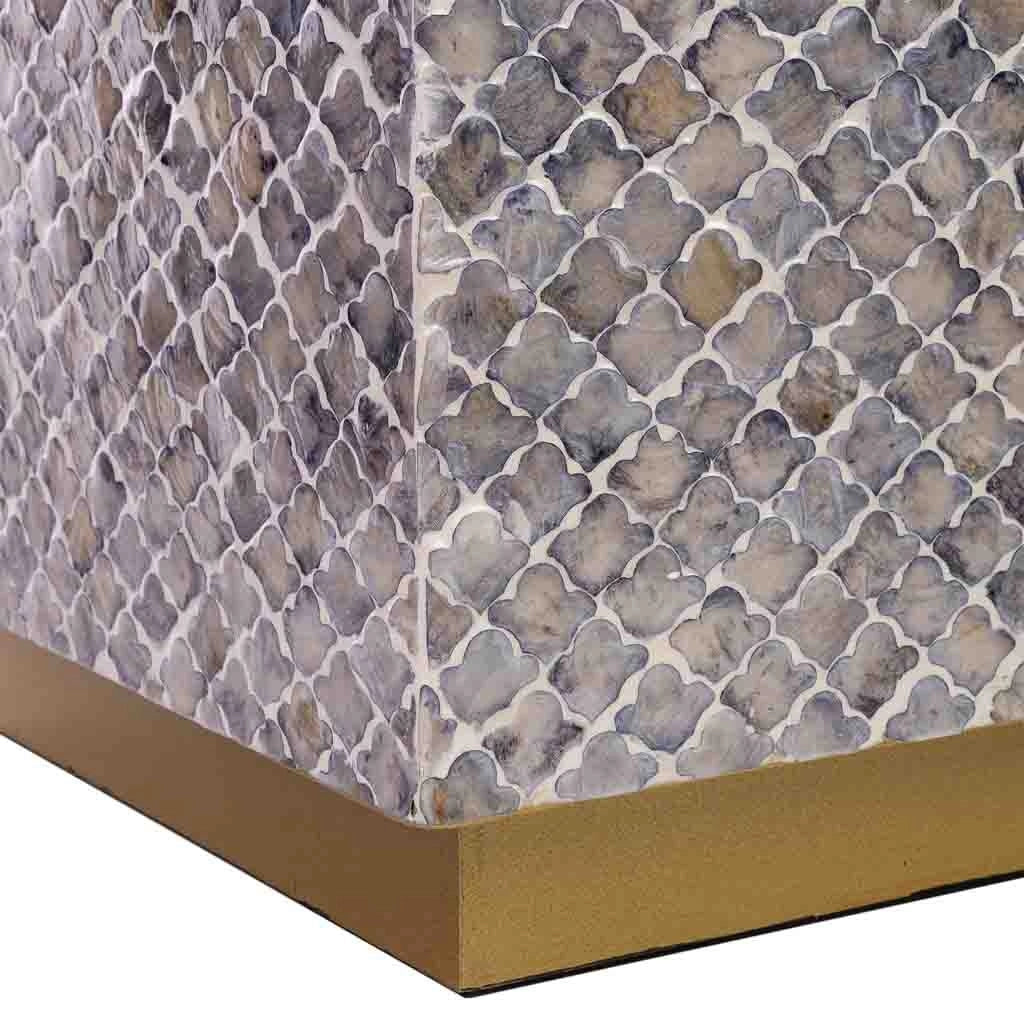 Sgabello in legno e capiz grigio 35x35x45h cm