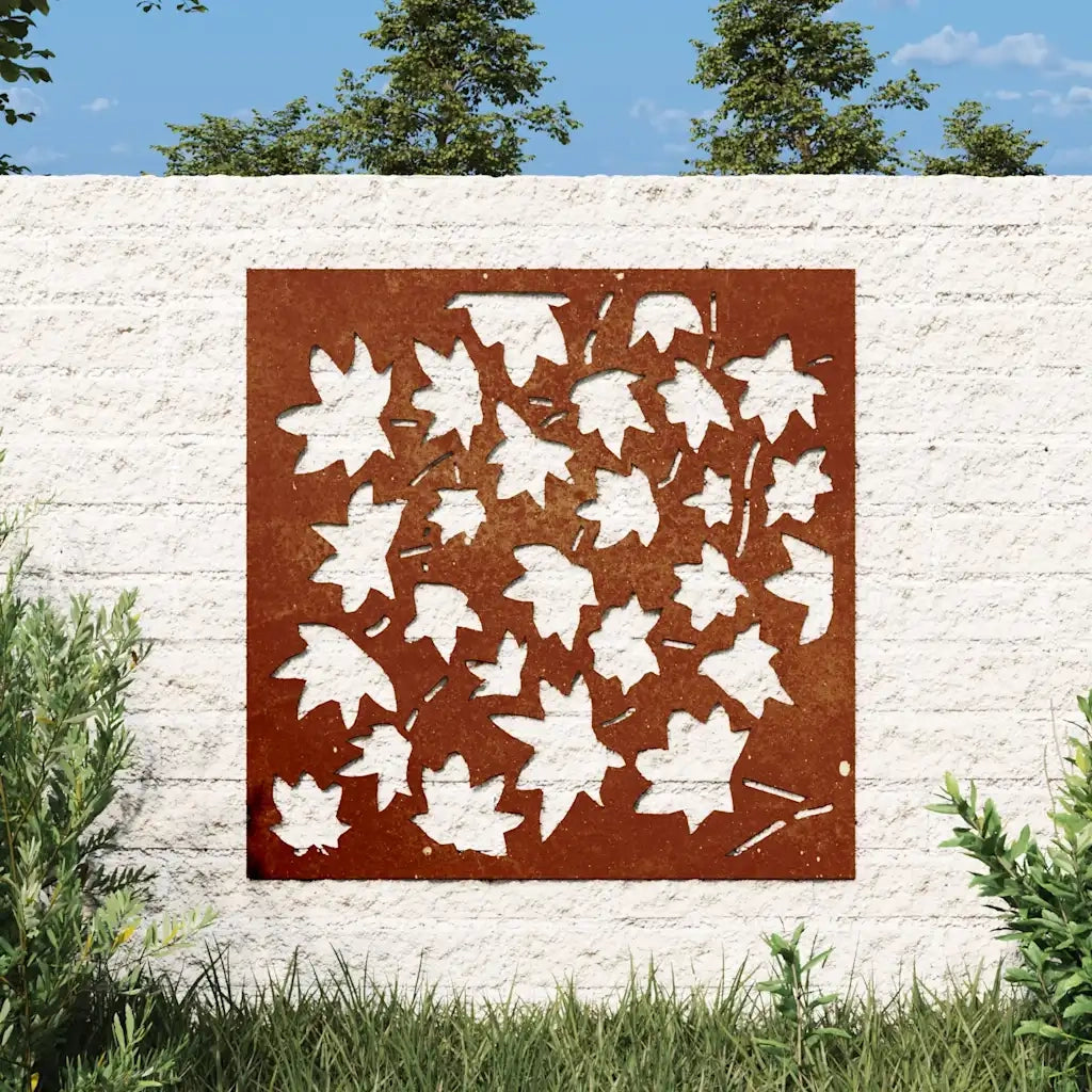 Decorazione Muro Giardino 55x55 cm Foglia Acero Acciaio Cortencod mxl 82743