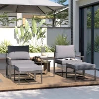 Set di mobili da giardino in acciaio per 2 persone, resistente alle intemperie, set da balcone con 2 poltrone, cuscini, tavolino