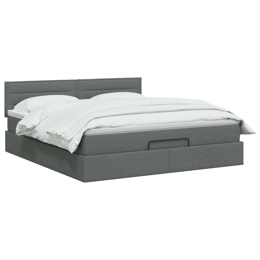 Letto ottomano con materasso Grigio Scuro 140 x 200 cm Tessuto 3456248