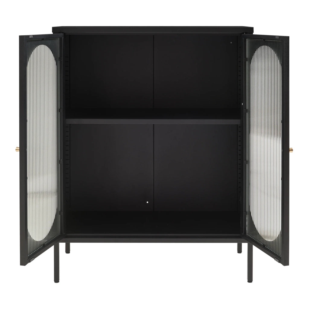 Credenza cassettiera mobile contenitore per soggiorno ingresso camera da letto acciaio e vetro 102 x 80 x 40 cm nero 03_0009027