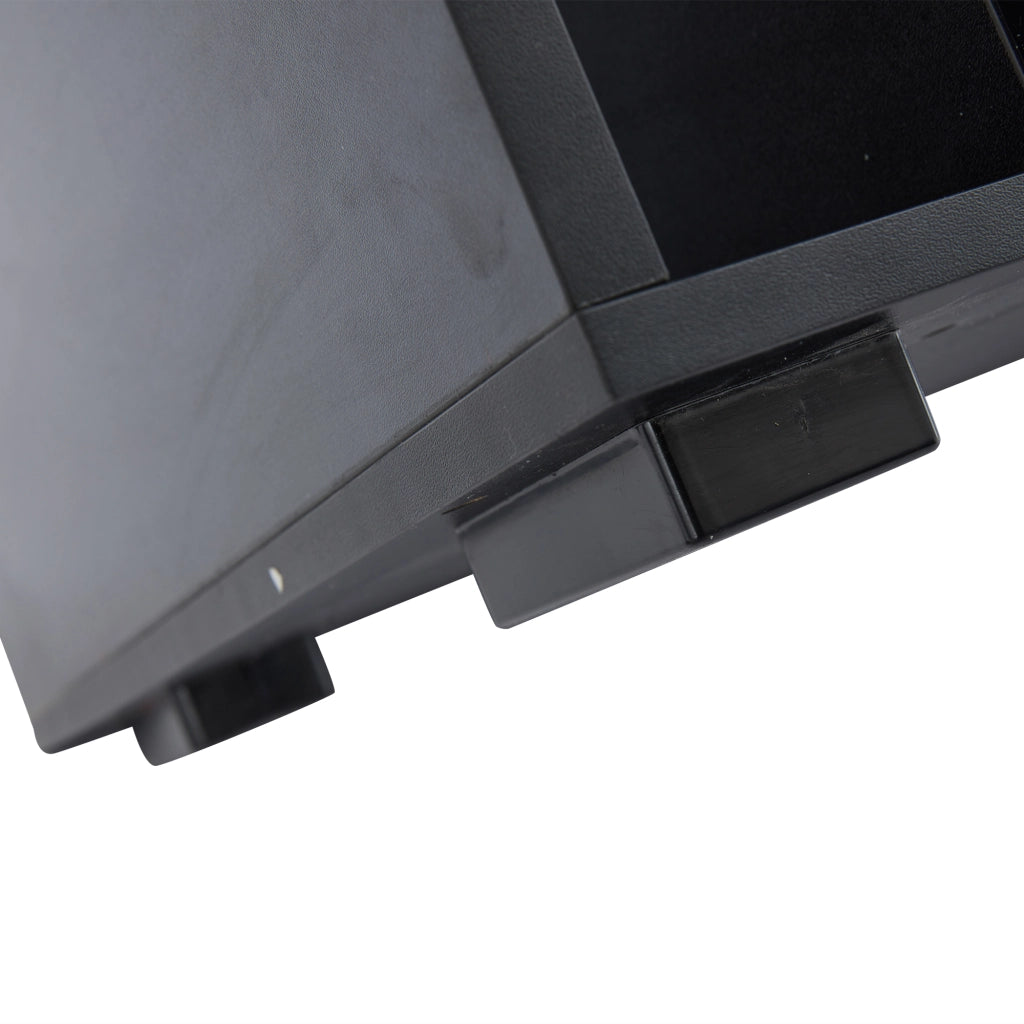 Tavolino da caffè 100x50x40 cm; con LED e 2 cassetti; piano in vetro temperato; truciolare; nero