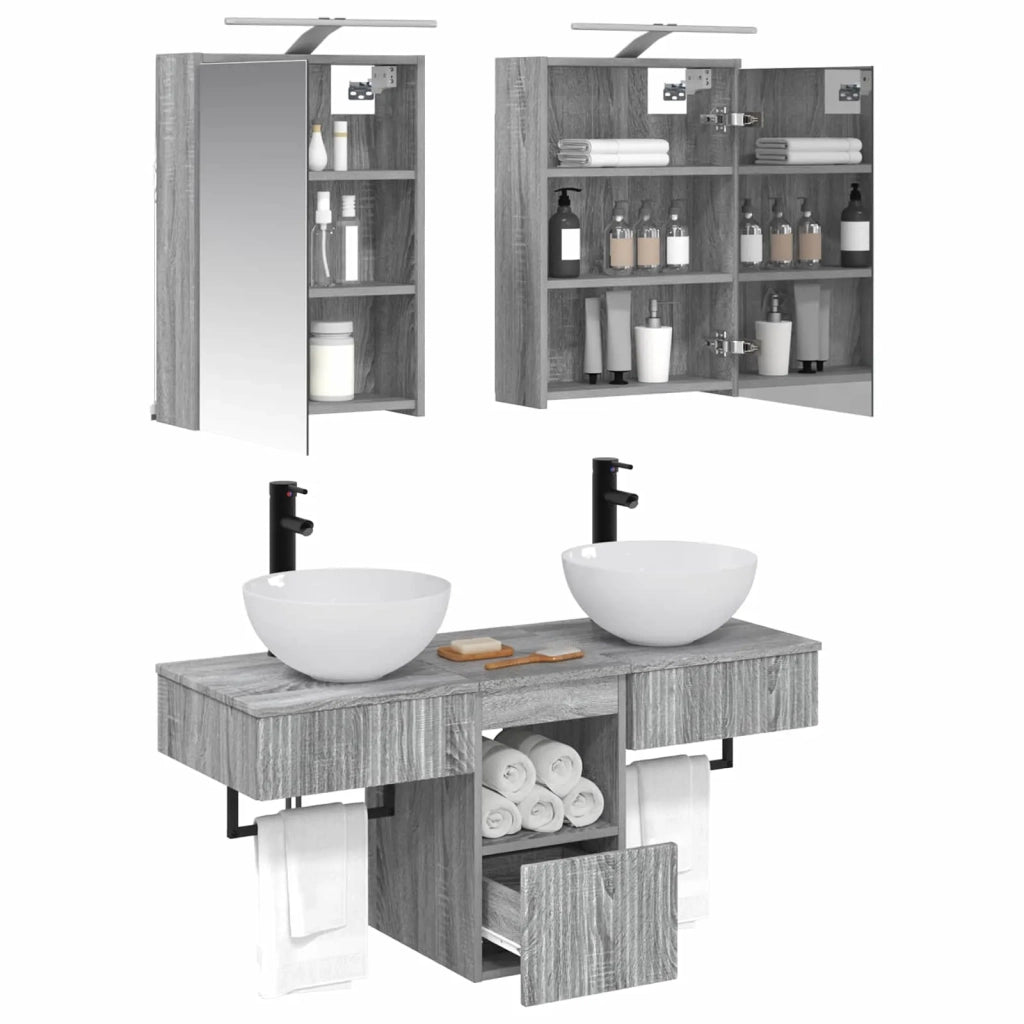 Set di Armadi da Bagno 5 pcs Sonoma grigio 43 x 16 x 62,5 cm 3406284