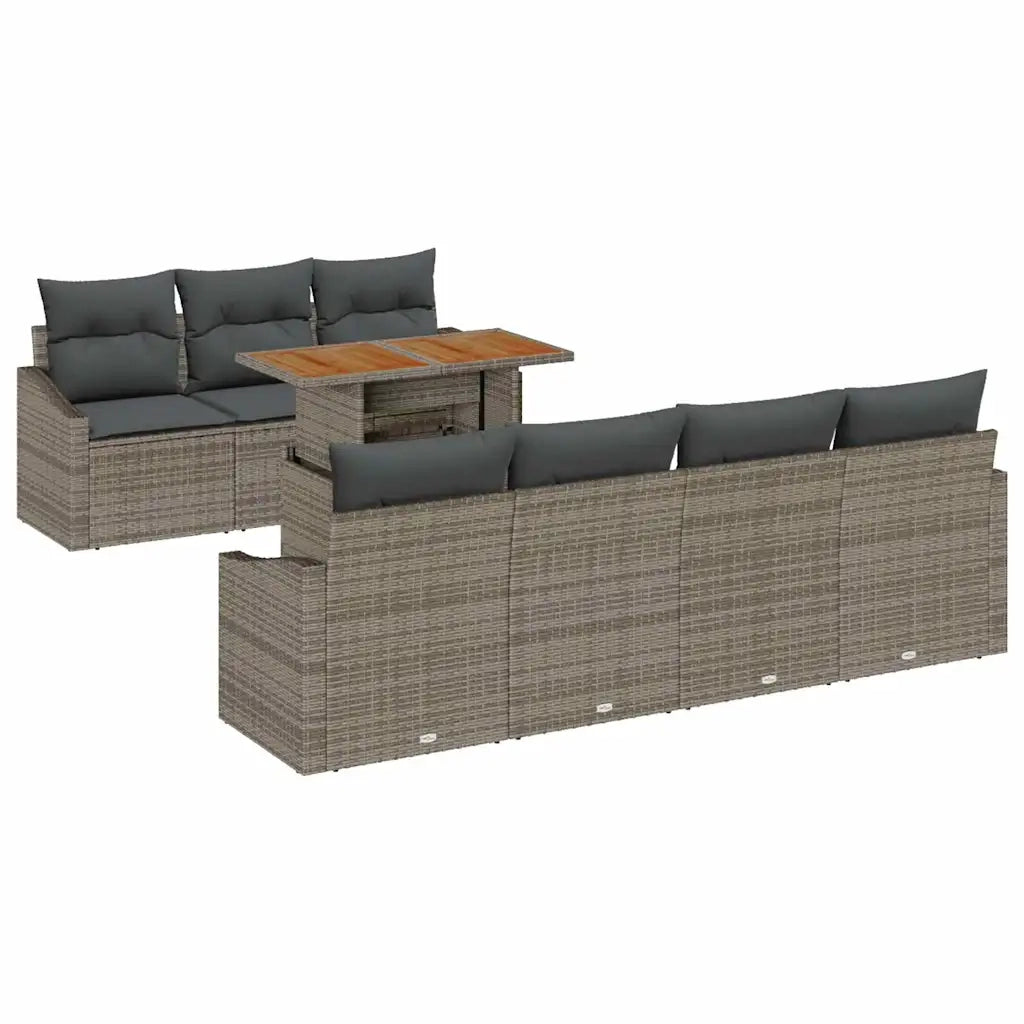 Set Divano da Giardino 8 pcs Grigio Poly Rattan 3358533