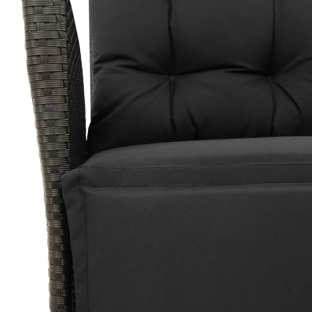 Set da Pranzo da Giardino 5 pz Nero con Cuscini in Polyrattan 3213402