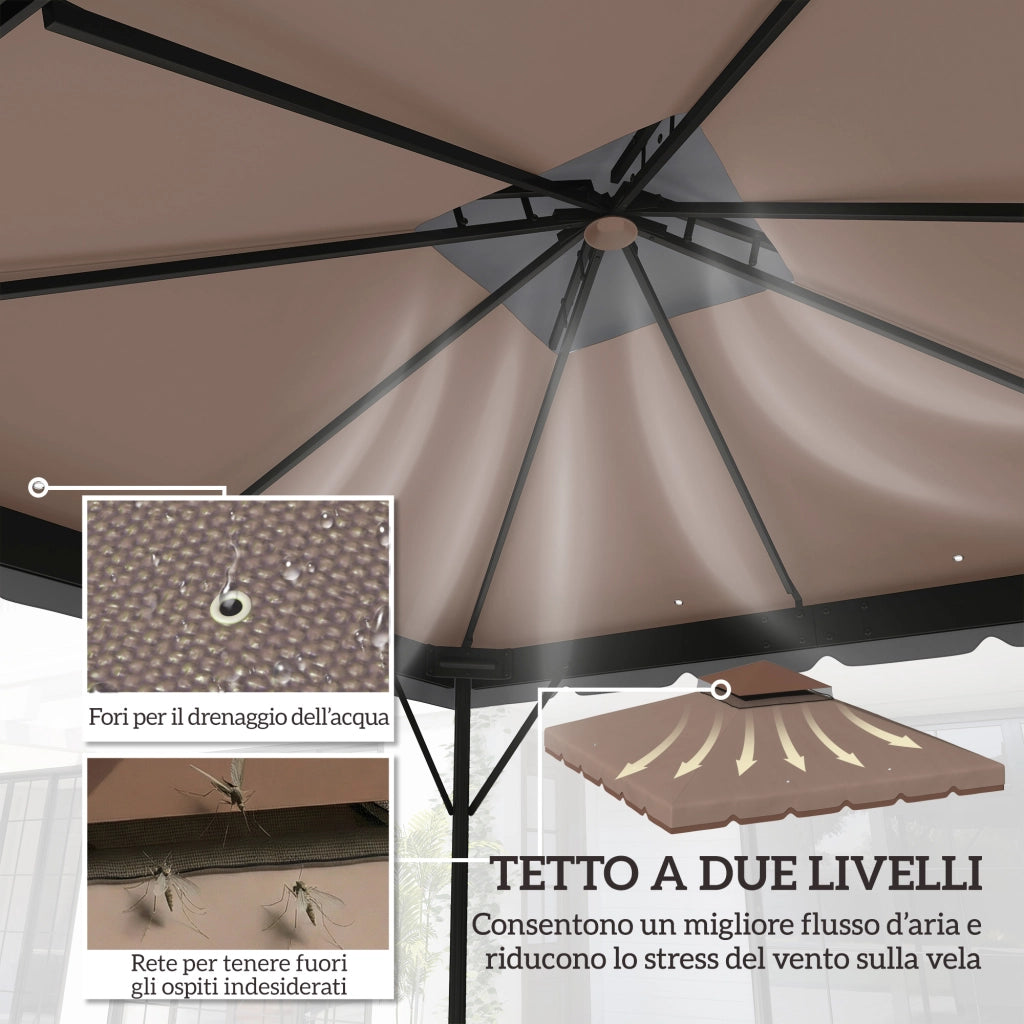 Copertura per Gazebo 3x3 m ¨C zephmum ¨C Poliestere Cachi e Marrone