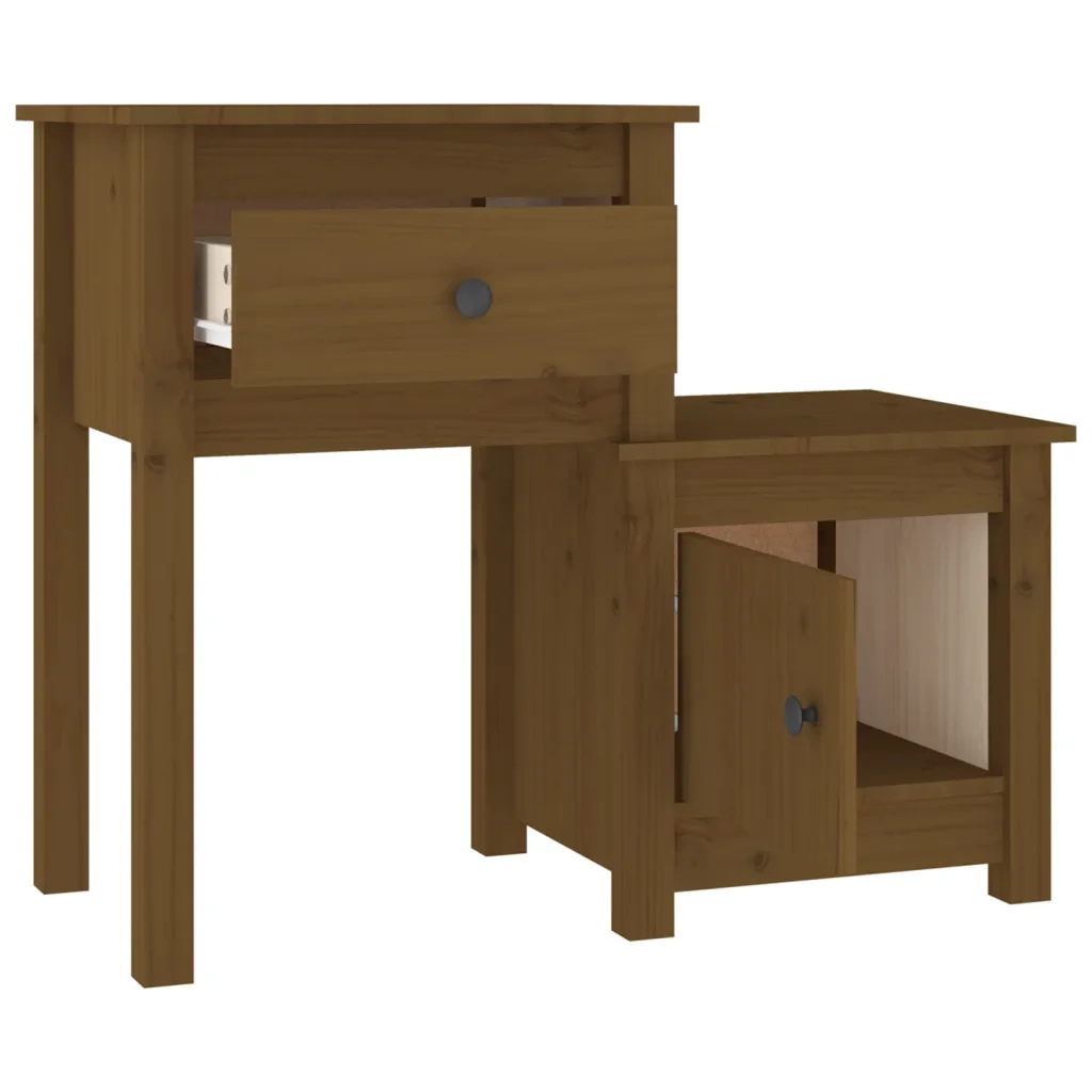 Comodino | Armadio da Notte | Mobiletto da notte ambra 79,5x38x65,5 cm in Legno Massello di Pino