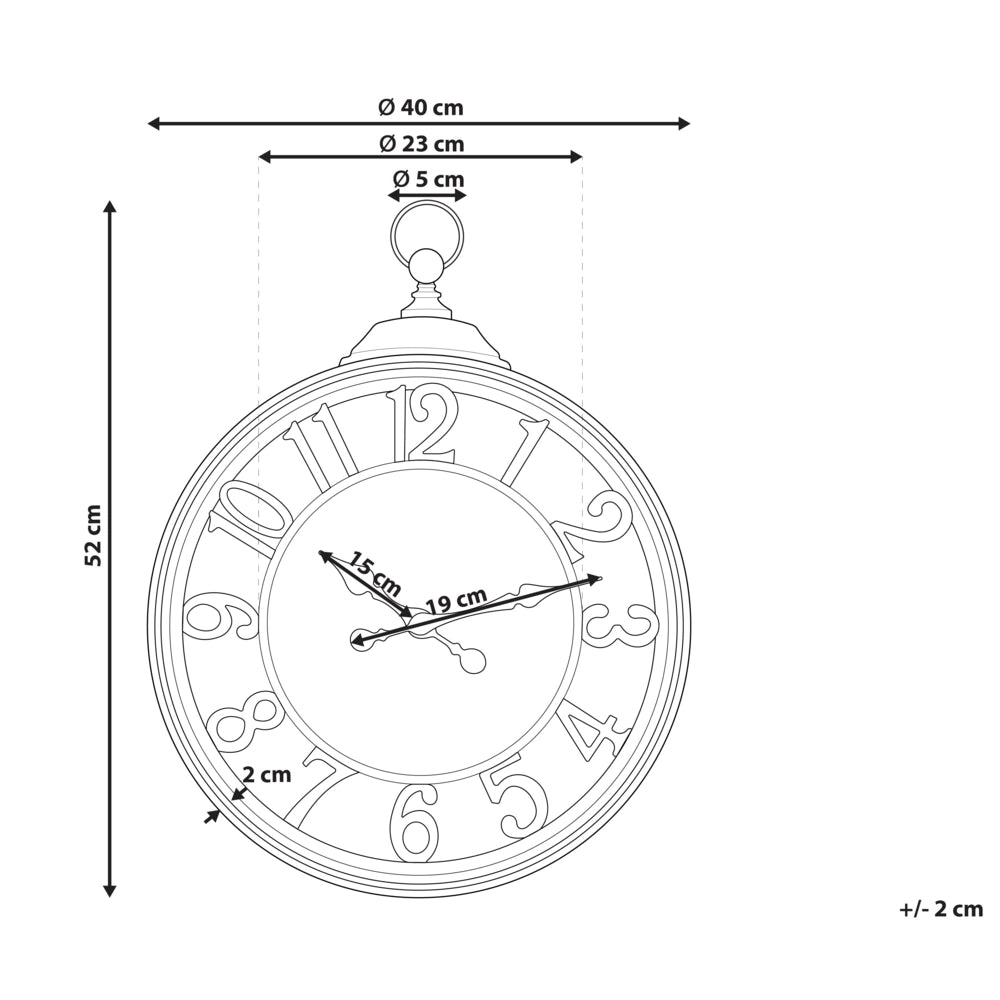 Orologio da parete 52 cm di colore marrone con numeri arabi in stile tradizionale