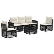 Set Divano da Giardino 6 pcs Nero e Bianco Crema polyrattan 3435082