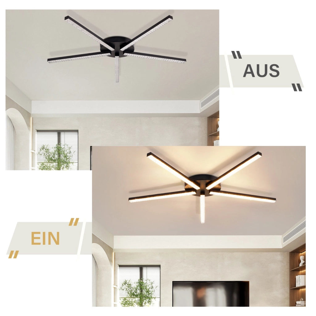 ZMH Lampada da soffitto plafoniera LED nera 24W 3000K moderna metallo cristallo per soggiorno corridoio cucina