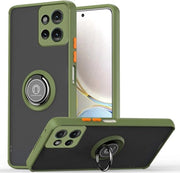 Hoesje Heavy Duty Schokbestendige con Ringhouder e Kickstand per Motorola Moto Edge 50. Hoesje con Doppia Lastra Silicone TPU + Hard PC. Colorazione ArmyGreen. Protegge contro cadute e urti.