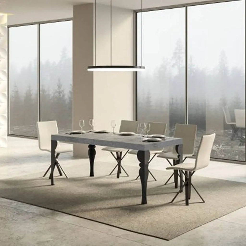 Tavolo allungabile 180/284x90 cm Paxon Premium colore cemento gambe antracite