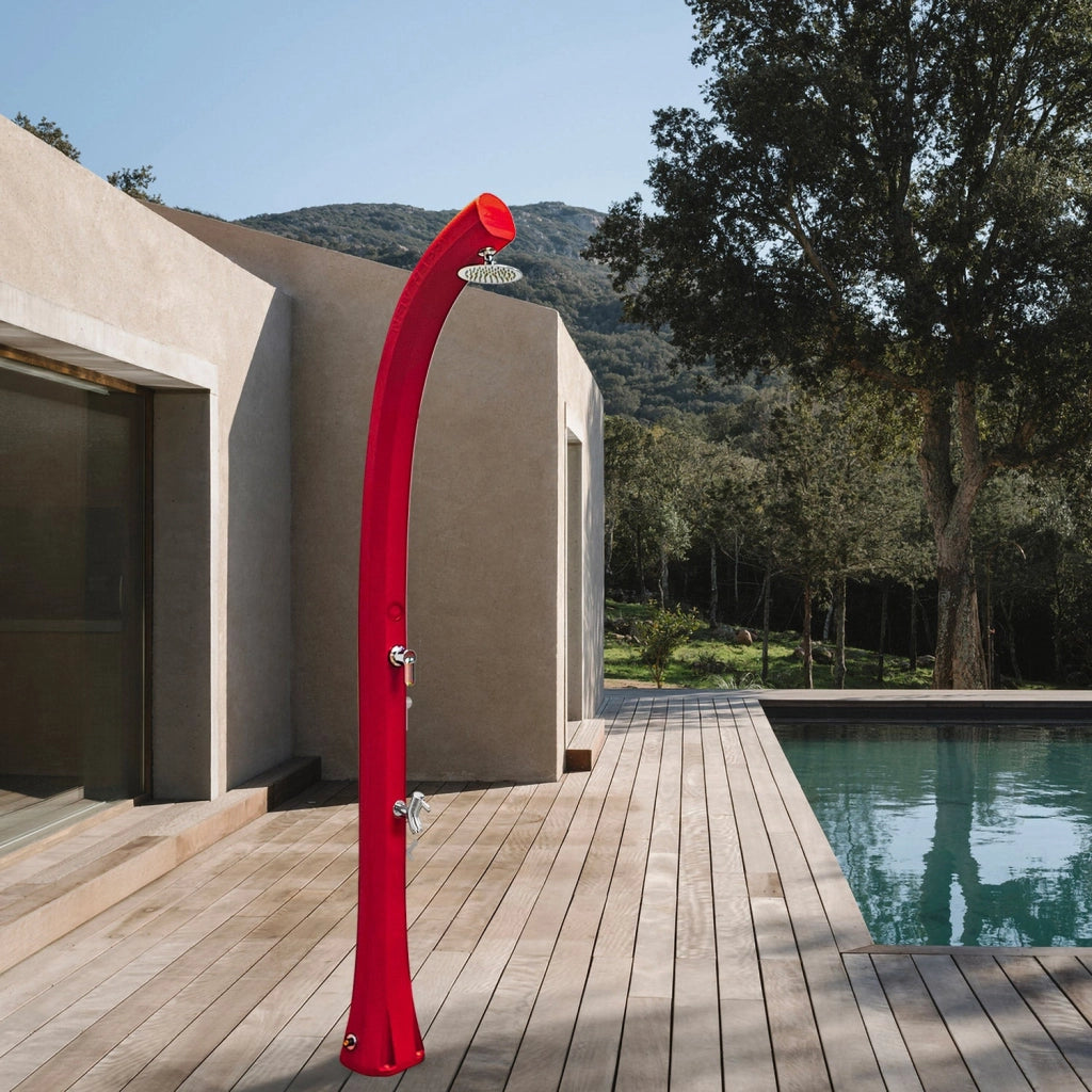 Doccia Solare da Esterno Giardino 26L Miscelatore e Lavapiedi Arkema New Happy Bianca