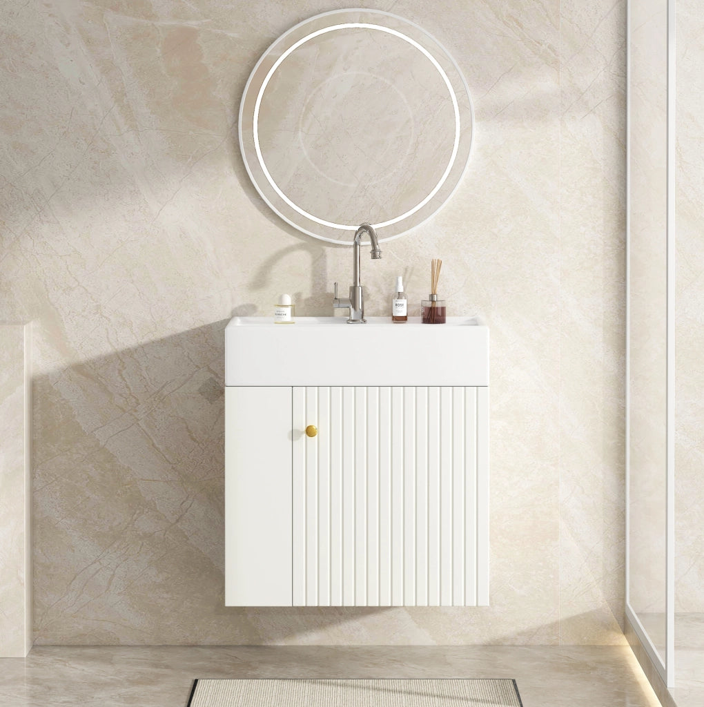 Mobile bagno compatto con lavabo in ceramica 69x52x32 cm; bianco
