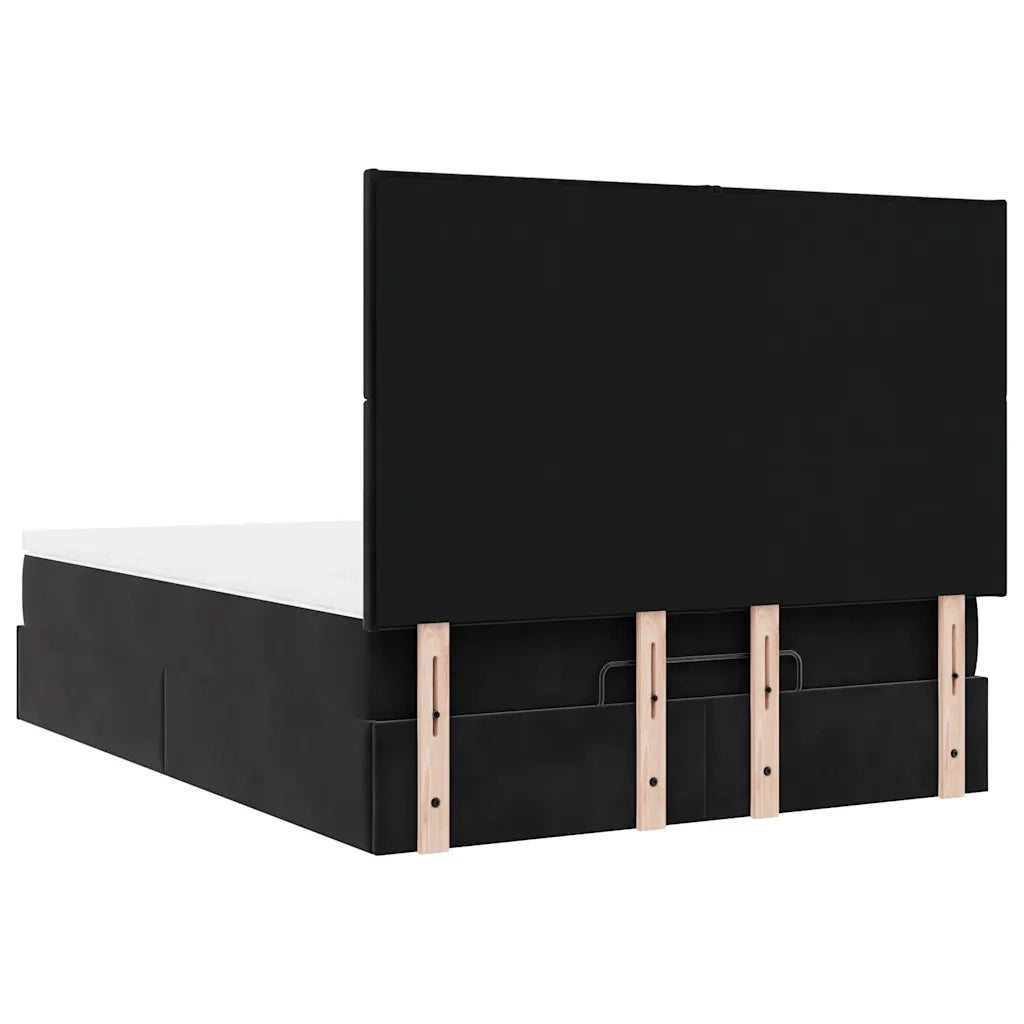 Struttura Letto Pouf con Materassi Nero 140x190 cm in Velluto 3313399