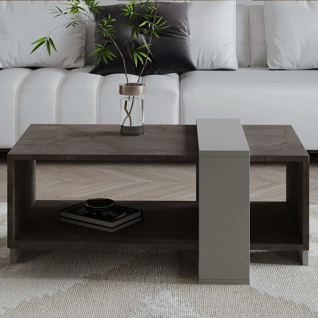 Tavolino in legno "Meleni" - 90 x 49 x 40 cm - Grigio