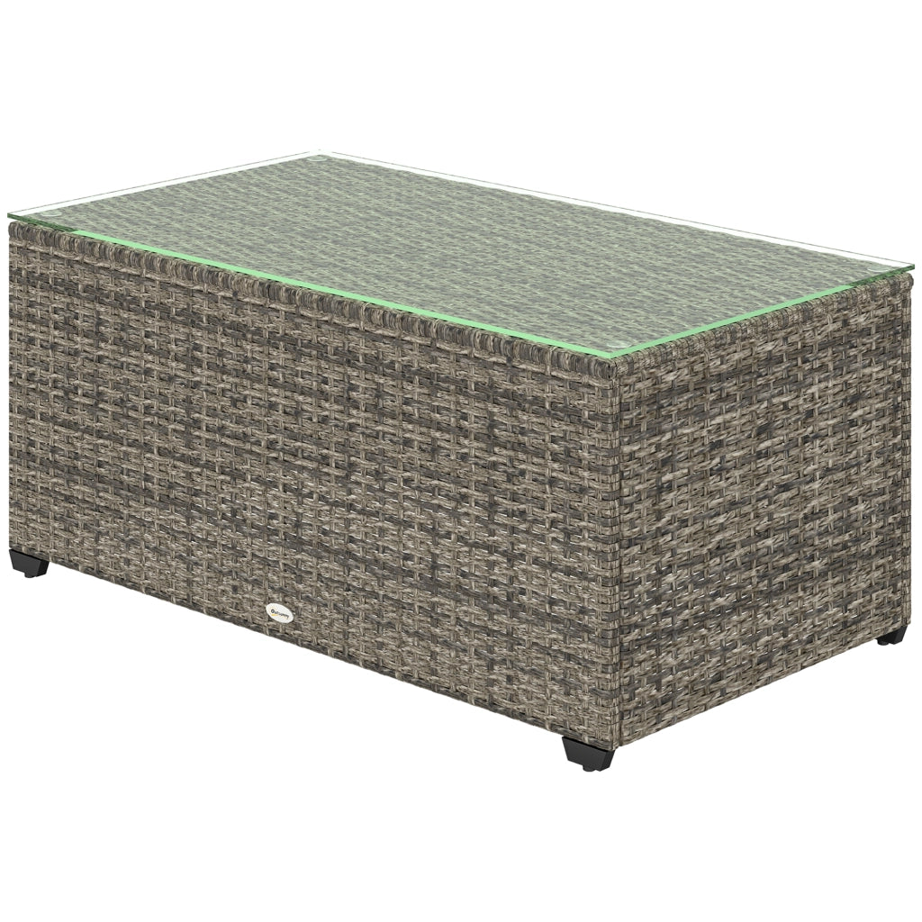 Tavolino da giardino in polyrattan con piano in vetro temperato ¨C Xylo ¨C Grigio 90x50x38cm