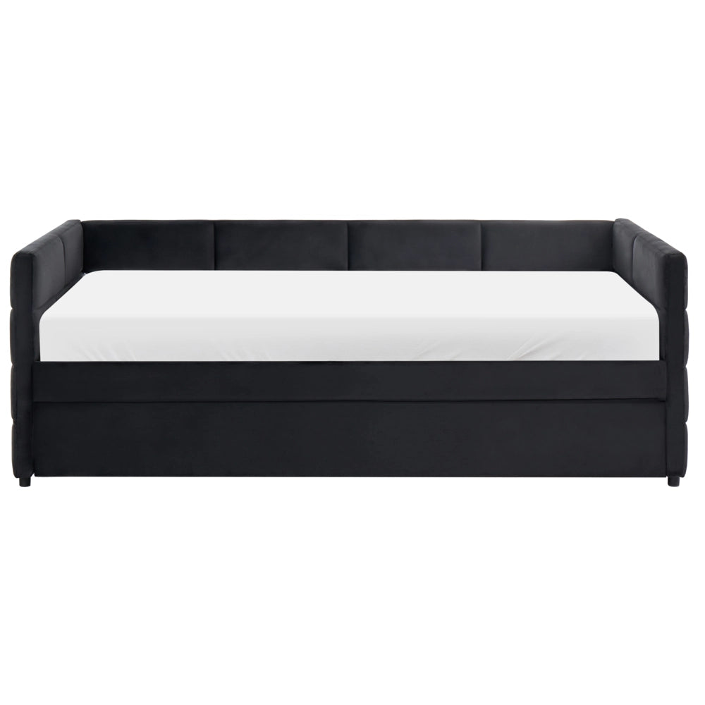 Letto singolo con secondo letto a scomparsa in velluto nero 90 x 200 cm camera da letto cameretta