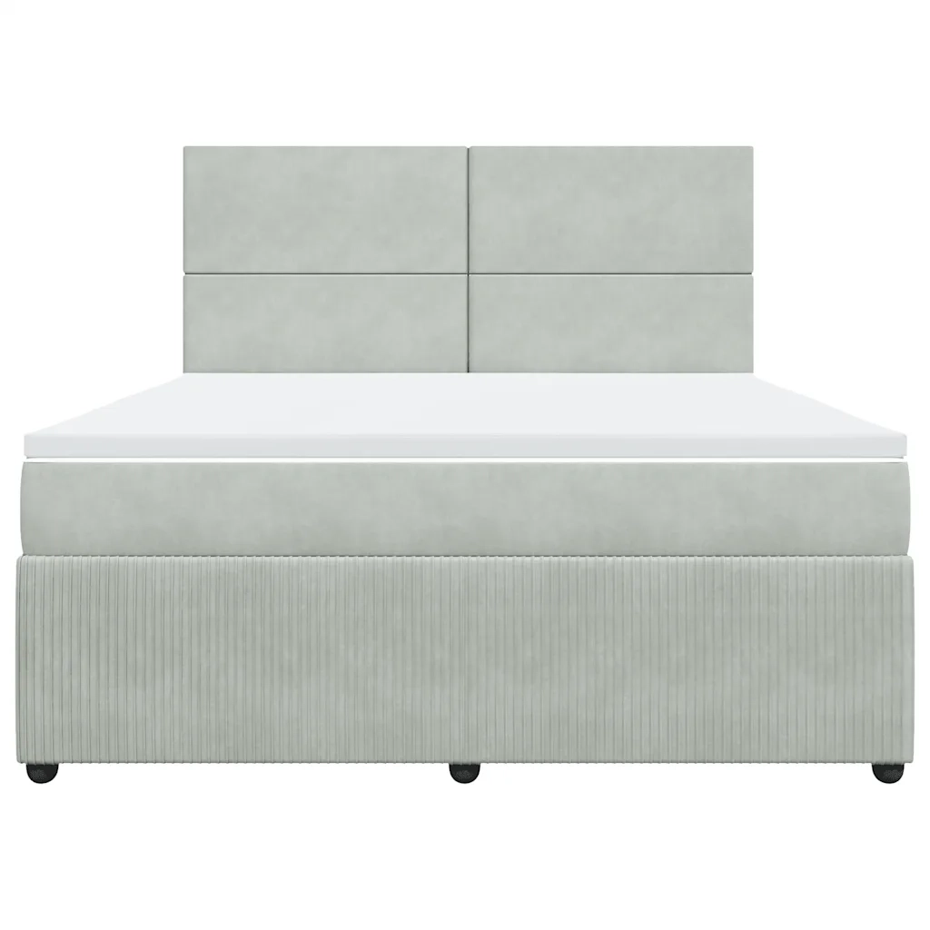 Giroletto a Molle con Materasso Grigio Chiaro 180x200cm Velluto