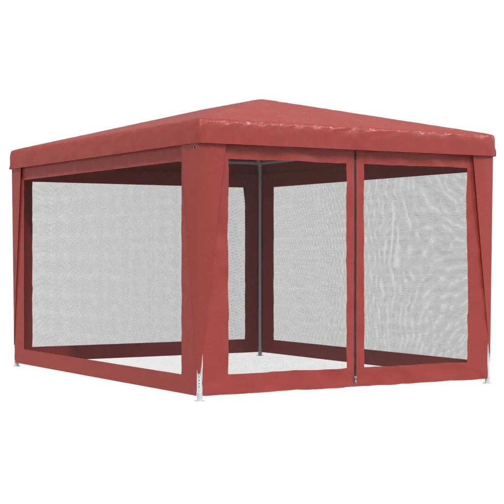 Tenda per Feste con Pareti Laterali in Rete-Tenda Gazebo Rossa 3x4 m HDPE