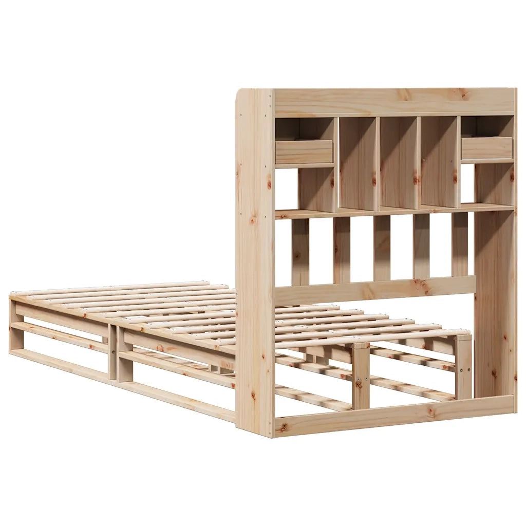 Letto Libreria senza Materasso 90x190 cm Legno Massello Pino 3323977