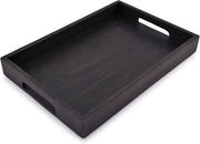 Dienblad in Legno Rettilineo per Colazione e Cena - Maniglia - 1 pezzo - Nero - 38 x 25 x 4 cm