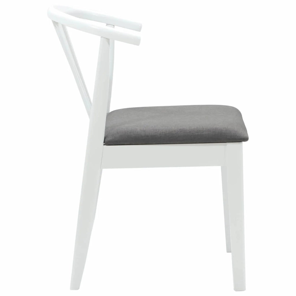 Sedia da pranzo 2 pcs Bianco e Grigio Legno di gomma massiccio