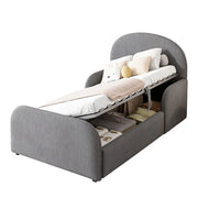 Letto Contenitore Letto Singolo 90x200 cm; contenitore idraulico; sponde; velluto; Grigio