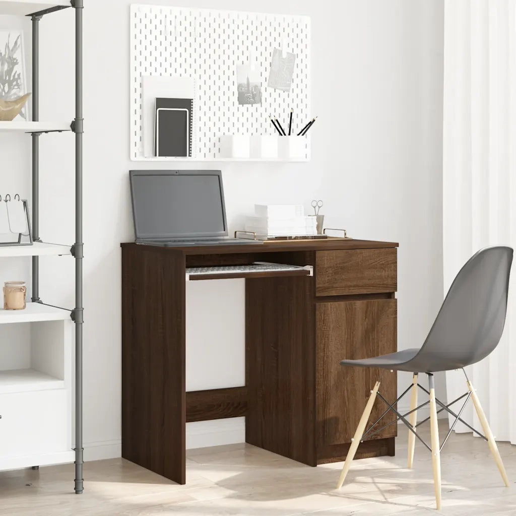 Scrivania | Tavolo da Ufficio Rovere Marrone 86x49x76 cm in Legno Multistrato