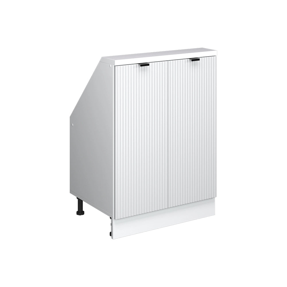 Mobile cucina sottotetto R-Line Ondulazione bianca/Bianco 60 cm con 2 porte Vicco