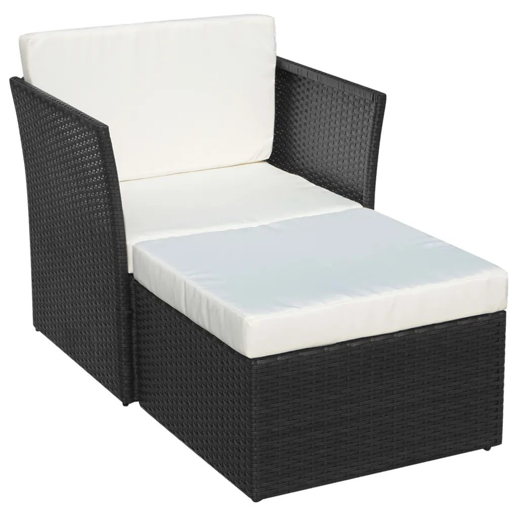 Sedia da Giardino | Sedie da Esterno con Poggiapiedi in Polyrattan Nero