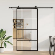 Porta Scorrevole con Ferramenta Nera 102,5x205 cm in Vetro ESG 3375952