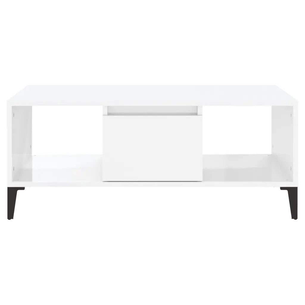 Tavolino Salotto Bianco Lucido 90x50x36,5 cm Legno Multistrato cod mxl 27980