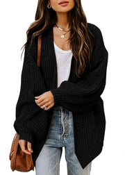 Vest Donna con Tessuto Spesso - Fronte Aperto - Taglia Ovale - Lunghe Maniche - Tessuto Ruvido - Vestone Caldo con Due Tasche