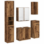Set di mobili per il Bagno | Armadio da bagno con cassetto 5 pz Legno vecchio